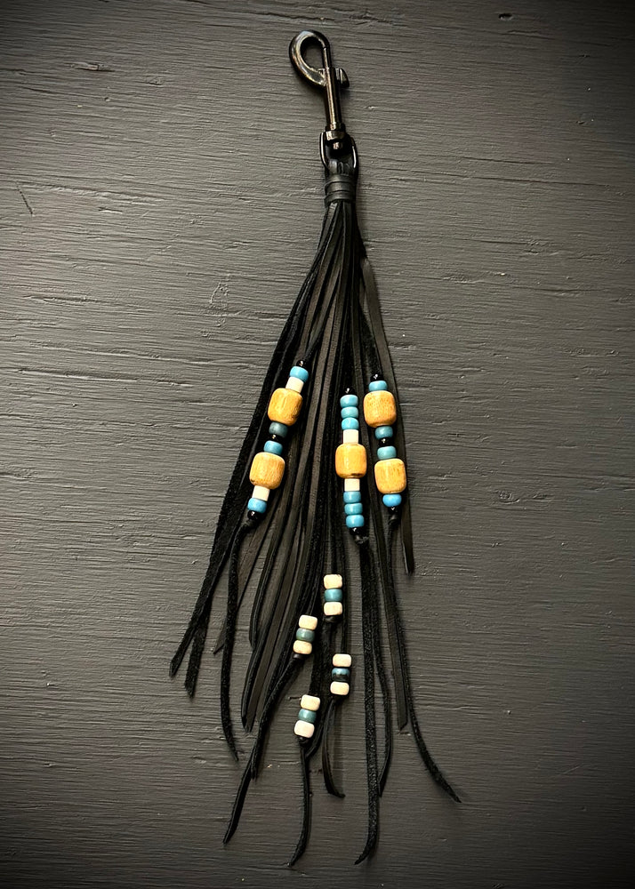 RTH OOAK BEADED HOOK TASSEL #01 - BLACK - MED LENGTH