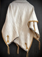 RTH OOAK THROW - #8 - NATURAL - WATER SNAKE & HONEY SUEDE ARROWS, TRIM AND TASSELS