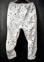 RTH DRAWSTRING SLOUCH PANT - COTTON TWILL - WHITE w/ SPLATTER