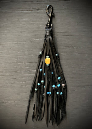 RTH OOAK BEADED HOOK TASSEL #12- BLACK - MED LENGTH