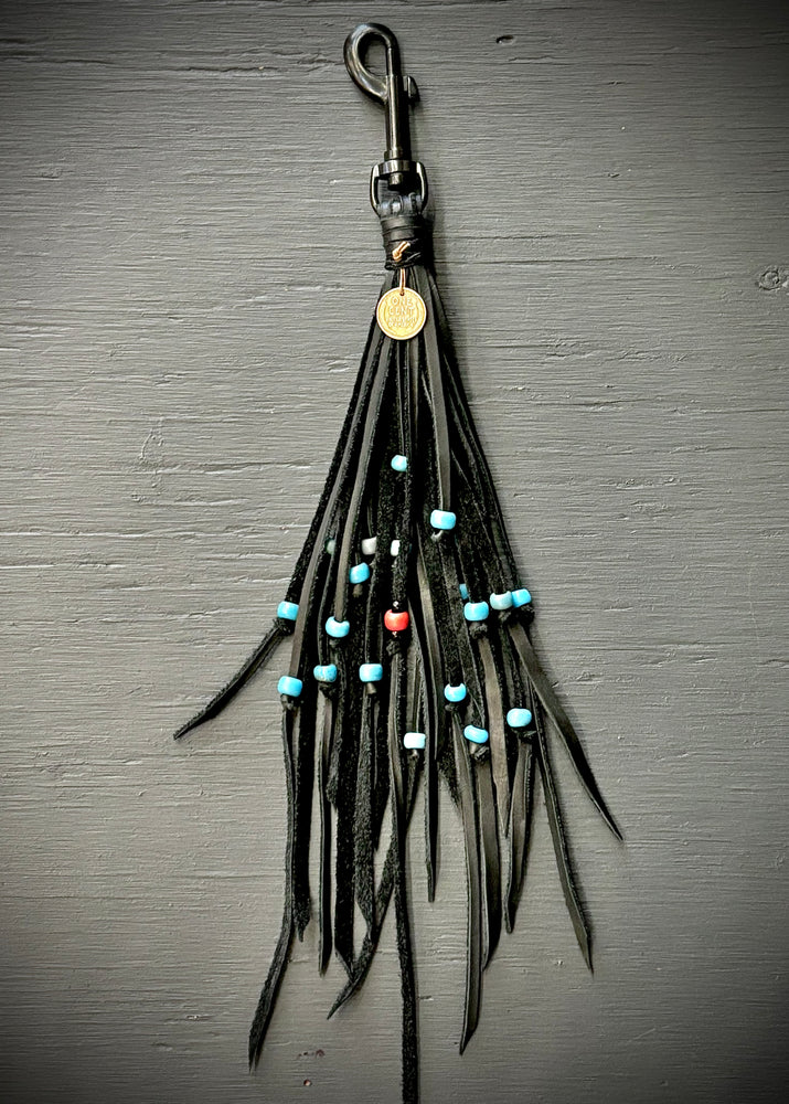 RTH OOAK BEADED HOOK TASSEL #14- BLACK - MED LENGTH