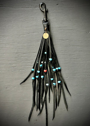 RTH OOAK BEADED HOOK TASSEL #14- BLACK - MED LENGTH