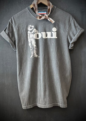 SUPER READY T-SHIRT "OUI" COWBOY - FADED BLACK