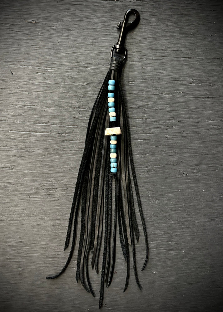 RTH OOAK BEADED HOOK TASSEL #07 - BLACK - MED LENGTH