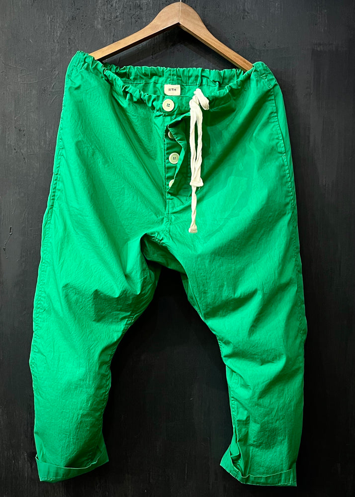 RTH DRAWSTRING SLOUCH PANT - LT COTTON TWILL - KELLY GREEN