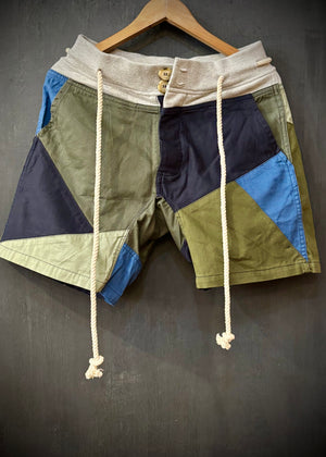 RTH LTD DRAWSTRING CAMP SHORT - PATCHWORK - BLUES