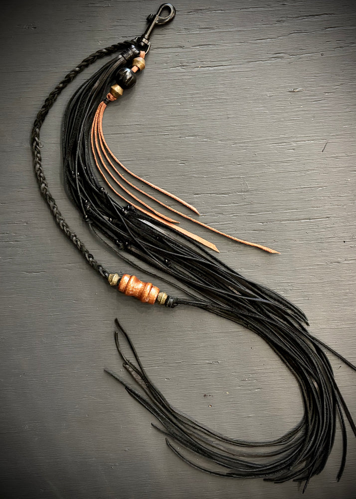 RTH OOAK BEADED HOOK TASSEL #15 - BLACK - XLONG LENGTH