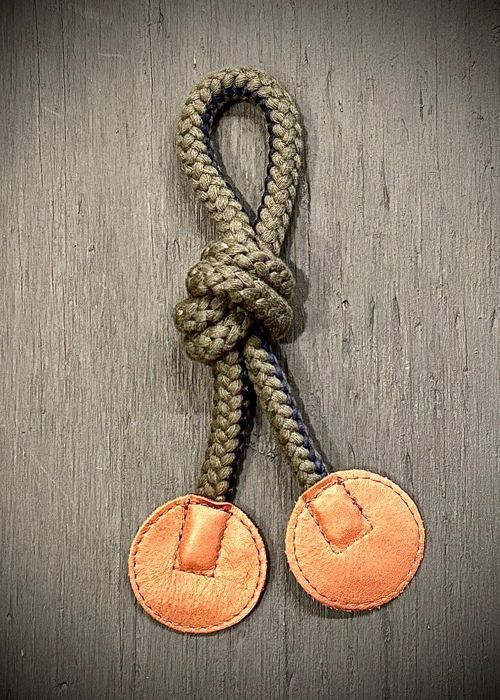 RTH ROPE RUMORS CINCHER - OLIVE & NAVY W/COGNAC