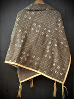 RTH OOAK THROW - #2 - COTTON MUDCLOTH W/LEATHER TRIM & TASSELS - NATURAL