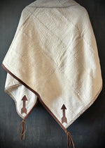 RTH OOAK THROW - #12 - NATURAL - WATER SNAKE & DK BROWN LEATHER ARROWS, TRIM AND TASSELS