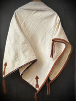 RTH OOAK THROW - #7 - RUST WATER SNAKE & COGNAC SUEDE ARROWS, TRIM AND TASSELS