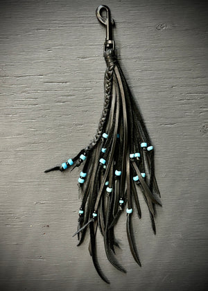 RTH OOAK BEADED HOOK TASSEL #09 - BLACK - MED LENGTH