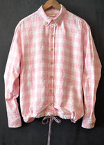 RTH DRAWSTRING PLAIN FRONT WALKING SHIRT - COTTON - LARGE GINGHAM - PINK