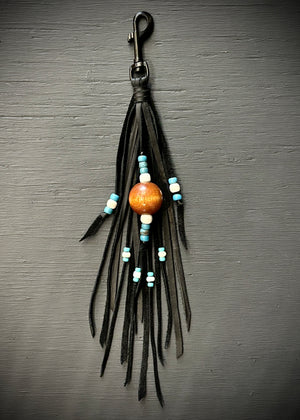RTH OOAK BEADED HOOK TASSEL #04 - BLACK - MED LENGTH