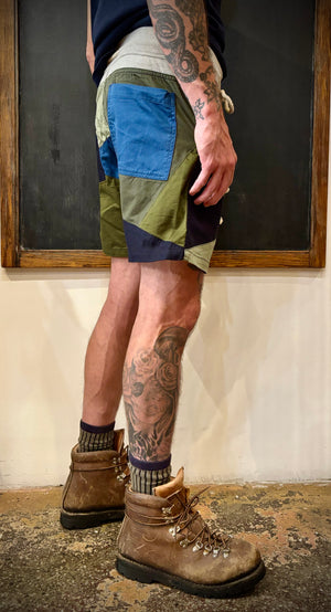 RTH LTD DRAWSTRING CAMP SHORT - PATCHWORK - BLUES