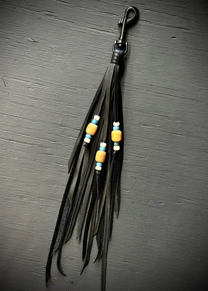 RTH OOAK BEADED HOOK TASSEL #11 - BLACK - MED LENGTH