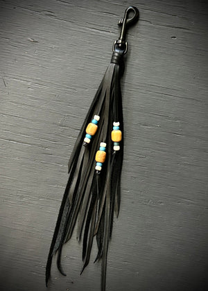 RTH OOAK BEADED HOOK TASSEL #11 - BLACK - MED LENGTH