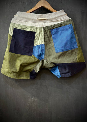 RTH LTD DRAWSTRING CAMP SHORT - PATCHWORK - BLUES