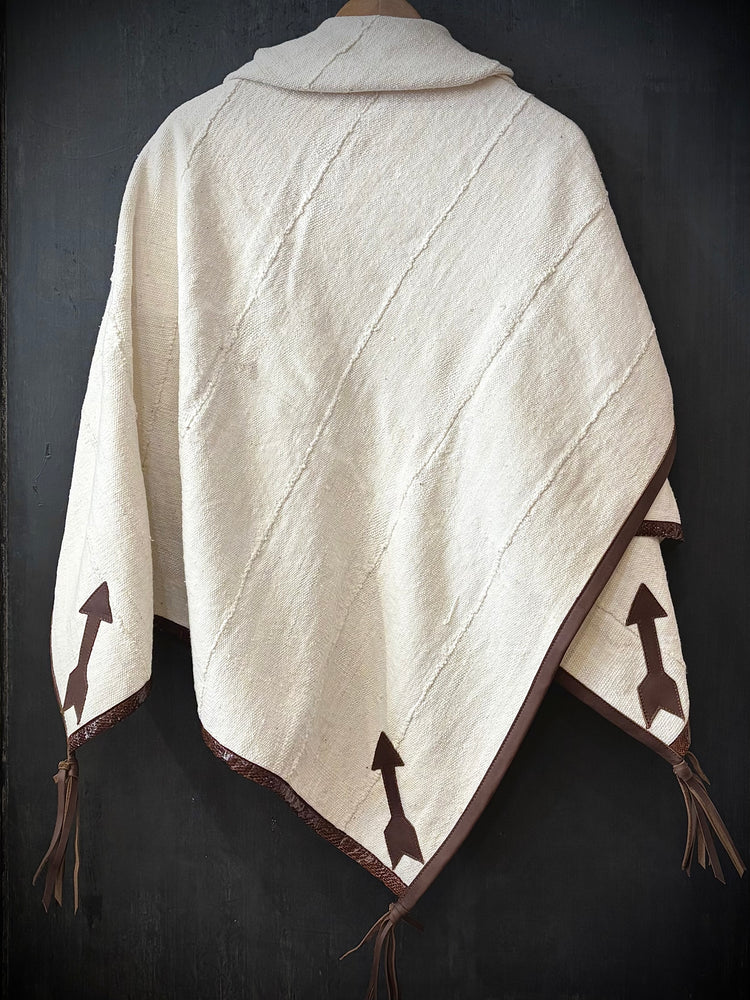 RTH OOAK THROW- #5 RUST WATER SNAKE & LEATHER ARROW TRIM AND TASSELS in DK WAXY BROWN