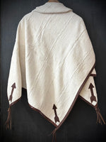 RTH OOAK THROW- #5 RUST WATER SNAKE & LEATHER ARROW TRIM AND TASSELS in DK WAXY BROWN