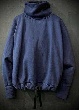 RTH DRAWSTRING RELAXED TURTLENECK - WASHED FLEECE - COTTON - NAVY