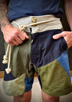 RTH LTD DRAWSTRING CAMP SHORT - PATCHWORK - BLUES