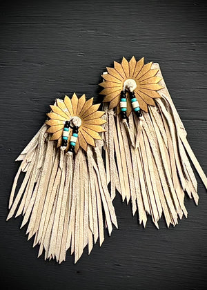 RTH (ooak) SHOE KILTIES- BONE LEATHER W/ STAR TASSEL & VTG BEADS
