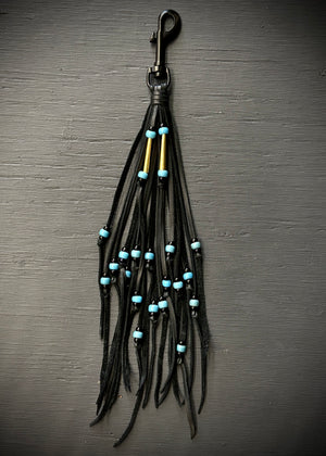 RTH OOAK BEADED HOOK TASSEL #05 - BLACK - MED LENGTH
