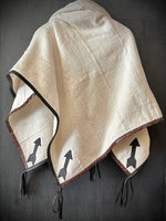 RTH OOAK THROW- #1 RUST WATER SNAKE & BLACK LEATHER ARROW TRIM AND TASSELS