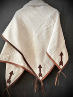 RTH OOAK THROW - #14 - RUST - WATER SNAKE & DK BROWN LEATHER ARROWS, TRIM AND TASSELS
