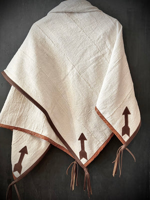 RTH OOAK THROW - #14 - RUST - WATER SNAKE & DK BROWN LEATHER ARROWS, TRIM AND TASSELS