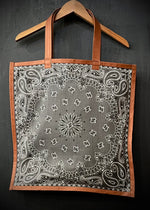 RTH SIMPLE TOTE - CLASSIC BANDANA - DK GREY W/ COGNAC TRIM