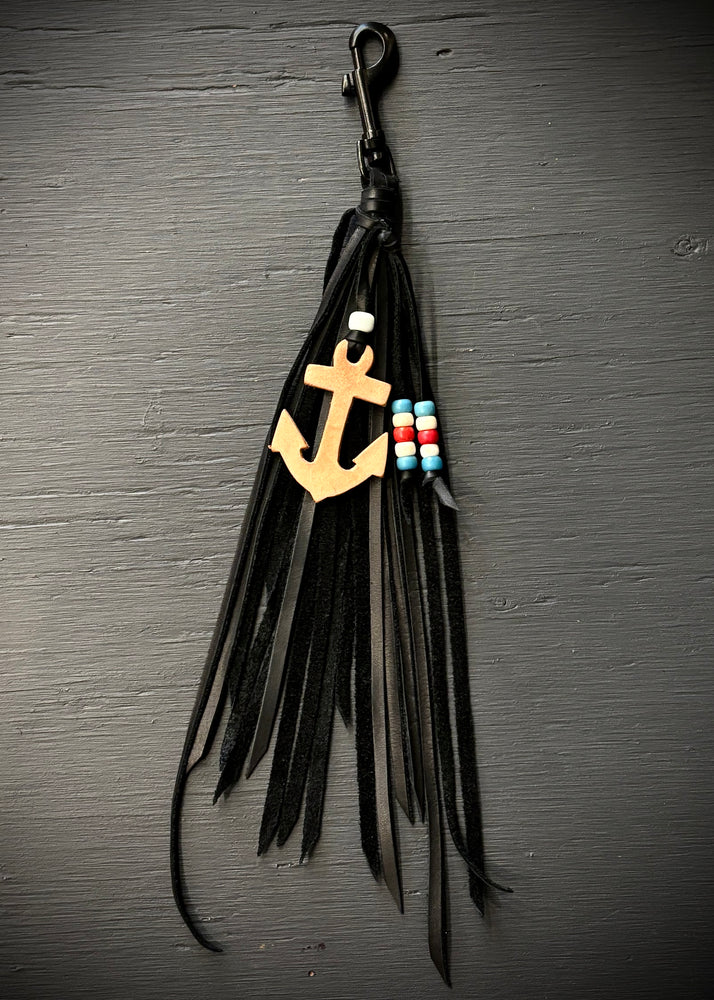 RTH OOAK BEADED HOOK TASSEL #02 - BLACK - MED LENGTH