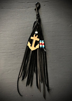 RTH OOAK BEADED HOOK TASSEL #02 - BLACK - MED LENGTH