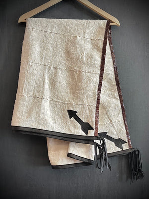 RTH OOAK THROW- #1 RUST WATER SNAKE & BLACK LEATHER ARROW TRIM AND TASSELS