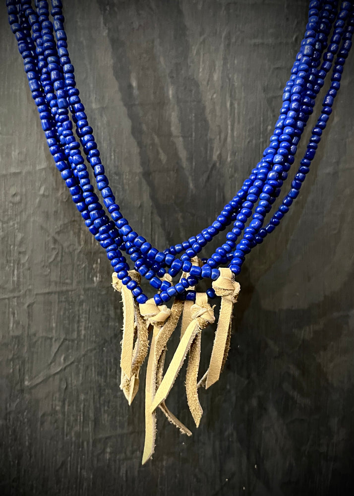 RTH LOVE KNOT NECKLACE - ALL COBALT GLASS PEBBLES WITH SAND KNOT