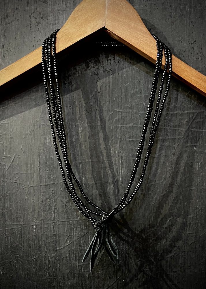 RTH LOVE KNOT NECKLACE - ALL BLACK GLASS PEBBLES WITH BLACK KNOT