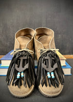 RTH (ooak) SHOE KILTIES- BLACK LEATHER W/ ANCHORS & VTG BEADS