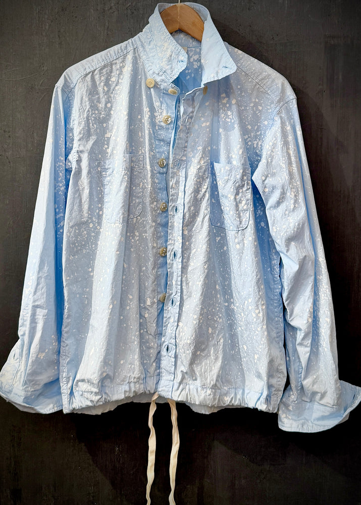 RTH DRAWSTRING DOUBLE POCKET WALKING SHIRT - SCHOOL BLUE W/ SPLATTER