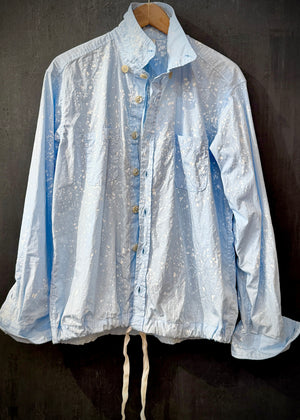 RTH DRAWSTRING DOUBLE POCKET WALKING SHIRT - SCHOOL BLUE W/ SPLATTER