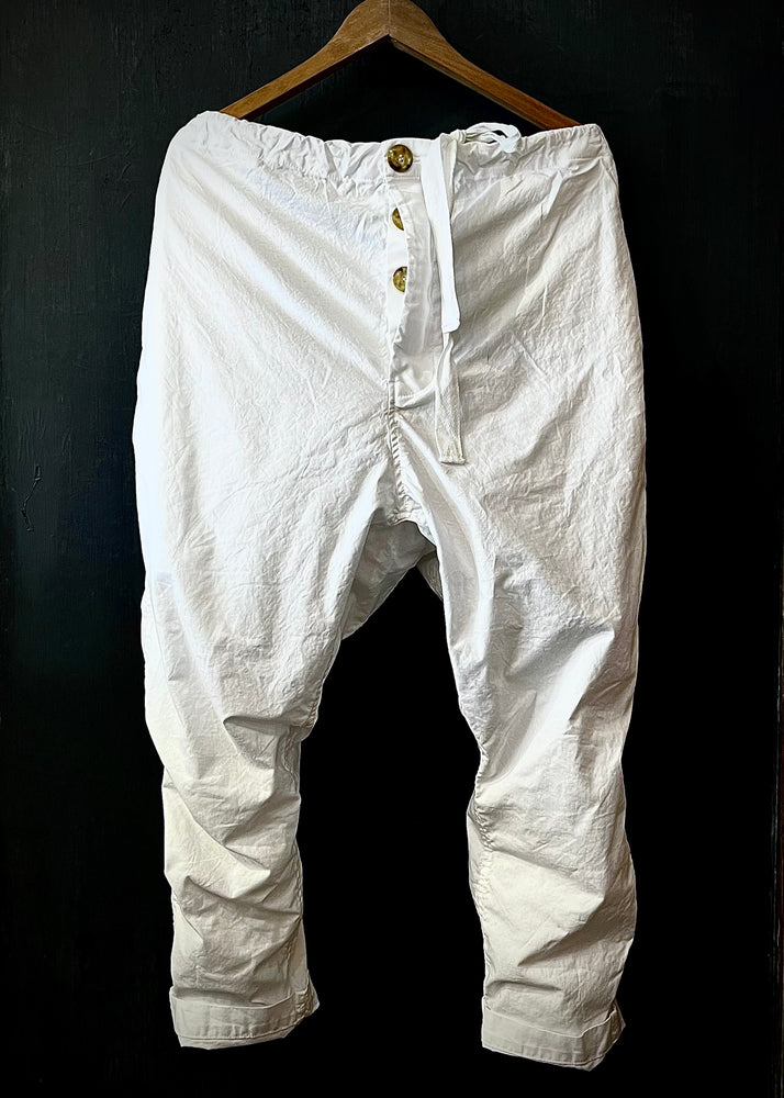RTH DRAWSTRING SLOUCH PANT - LT COTTON TWILL - SNOW WHITE