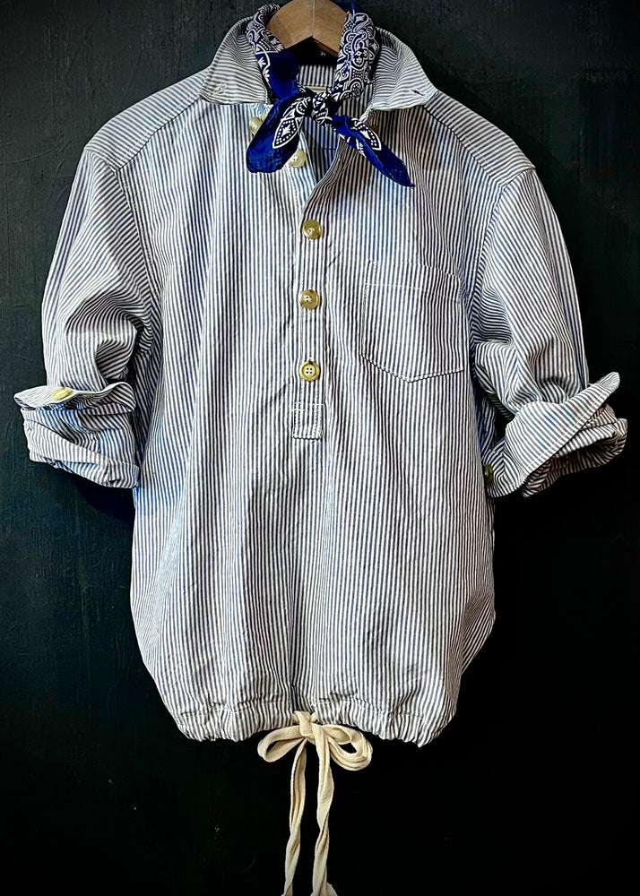 RTH DRAWSTRING RELAXED POPOVER SHIRT - COTTON OXFORD - BLUE/WHITE