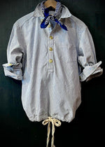 RTH DRAWSTRING RELAXED POPOVER SHIRT - COTTON OXFORD - BLUE/WHITE