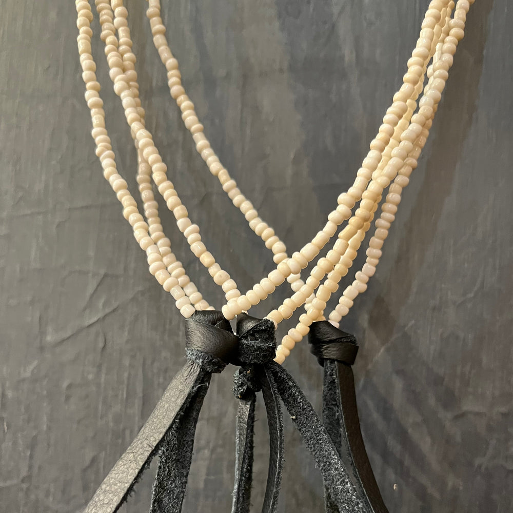 RTH LOVE KNOT NECKLACE - CLASSIC WHITE BEAD WITH BLACK KNOT