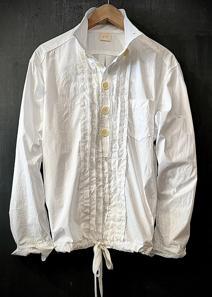 RTH (limited edition) DRAWSTRING RELAXED TUXEDO POPOVER SHIRT - CRISP POPLIN - PURE WHITE