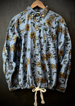 RTH DRAWSTRING RELAXED POPOVER SHIRT - CHAMBRAY FLORAL - BLUE