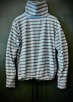 RTH DRAWSTRING TURTLENECK - COTTON KNIT- BLUE 60’s STRIPE