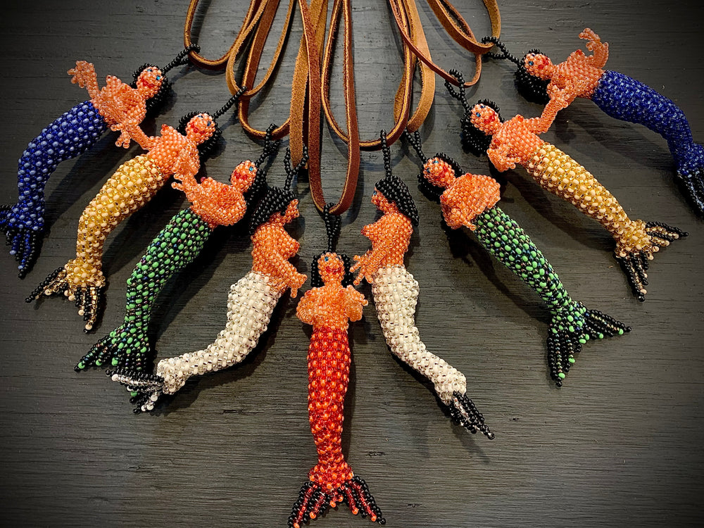 Found Hand Beaded Creatures - Mermaid - mixed colors