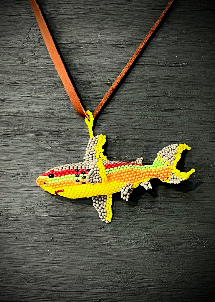 Found Hand Beaded Creatures- Colorful Shark