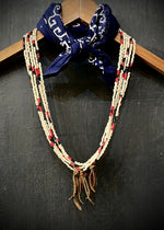 RTH LOVE KNOT NECKLACE - GLASS PEBBLES -BONE/BLACK/RED